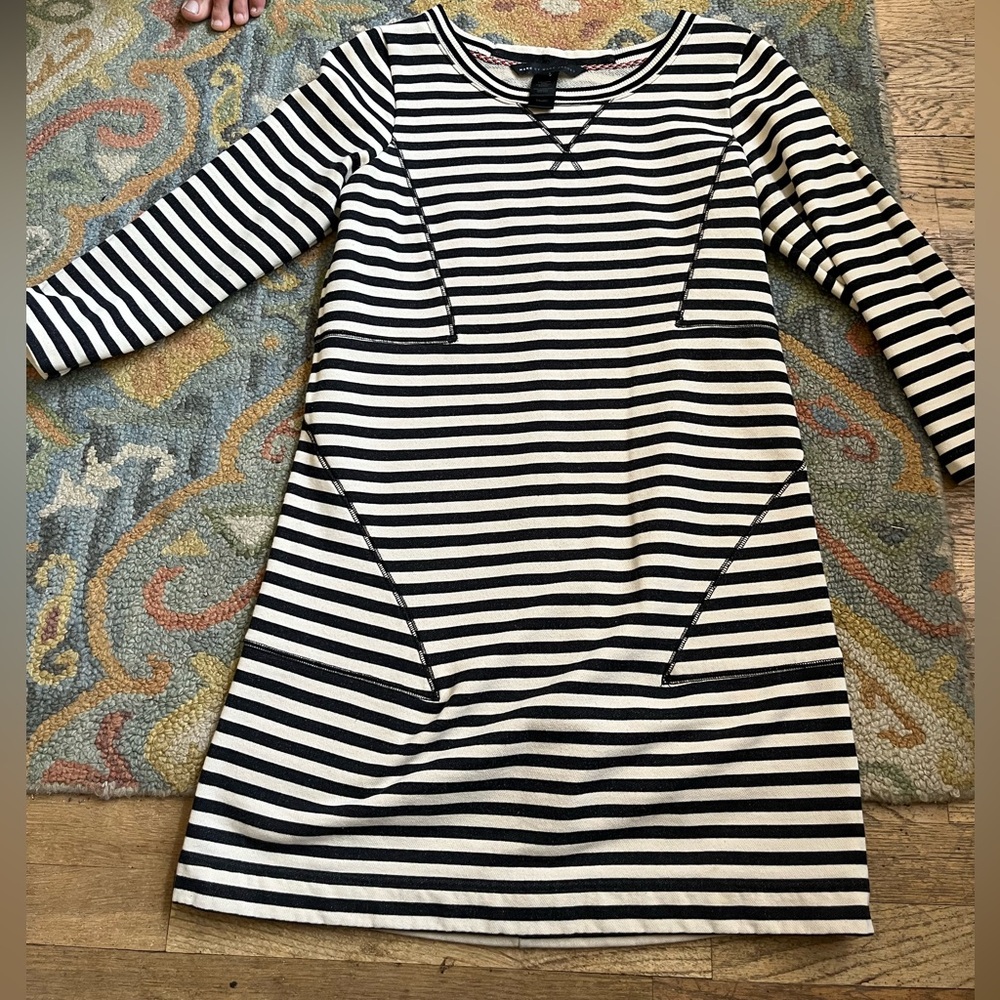 Black and White Striped Women’s Dress - Casual Shift Style